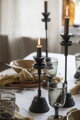 Linen Grey Elegance - Rustikálna večerná sviečka